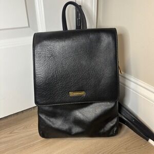 Alpine Swiss‎ black leather backpack purse